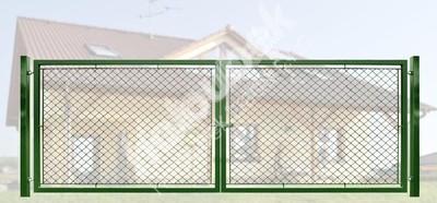 Brána zahradní dvoukřídlá výška 125 x 400 cm zelená na záklapku Exklusiv