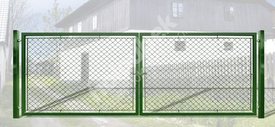 Brána zahradní dvoukřídlá výška 125 x 600 cm zelená na záklapku Exklusiv - Brána exklusiv, lakovaná a pozinkovaná, systém zavírání záklapka, rozměr 125x600 cm.